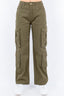 American Bazi Full Size Button Waist High Rise Cargo Pants Plus Size