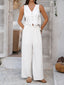 Devine Button Down Lace Detail Vest and Pants Set